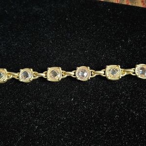 Champagne Matte Gold and Crystal Bracelet With Magnetic Clasp, Small